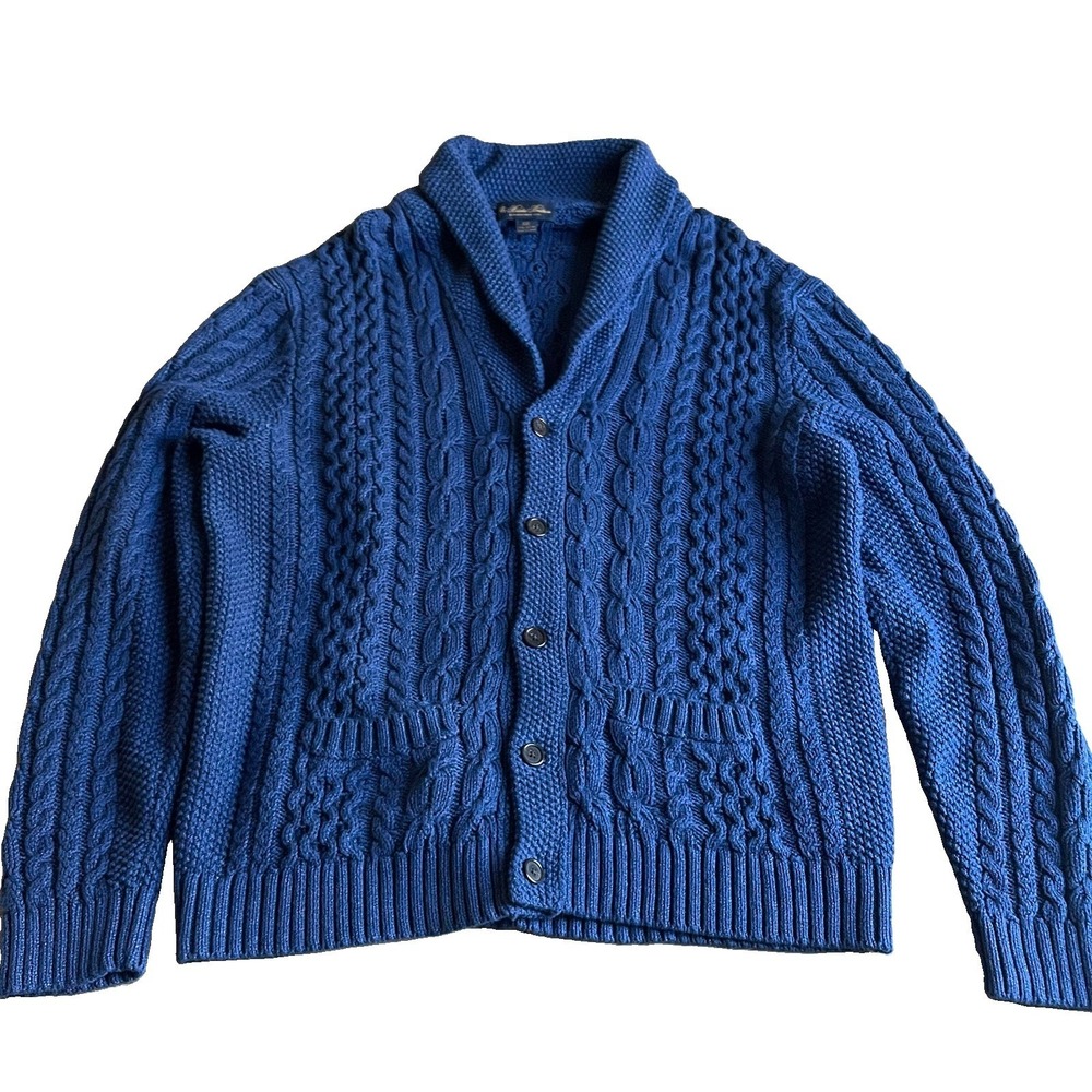Brooks Brothers Cardigan Men XXL Shawl Collar Cable Knit Navy Blue Heavyweight